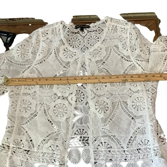 Chris McLaughlin White Crochet Open Front Cardigan XL - Picture 9 of 10